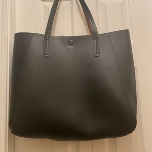 Large Black and Cognac Reversible Tote Bag
